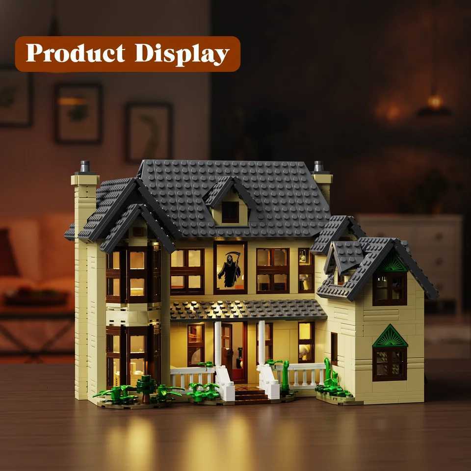 S Ghostface House Building Blocks Set with LED LightHalloween Decoration Gift for Adults Horror Film Fans1275PcsXJ251020