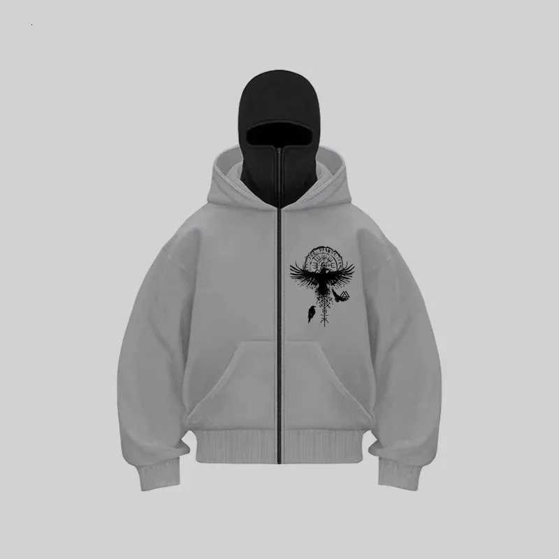 Mens Balaclava Zip Hoodie Winter Warm Casual Sweatshirt with Hooded Face Mask Outdoor Activities Zipper Design Sports Jacket W251020