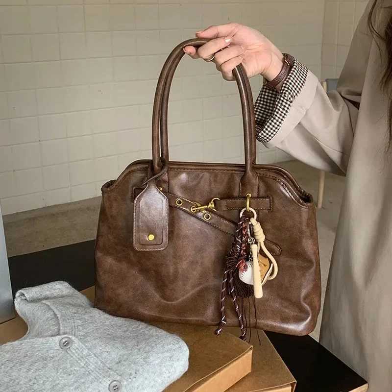 Womens Vintage Design Large Capacity Tote Shoulder Bag PU Leather Ladies Briefcase Daily Commute Handbags PurseT251020