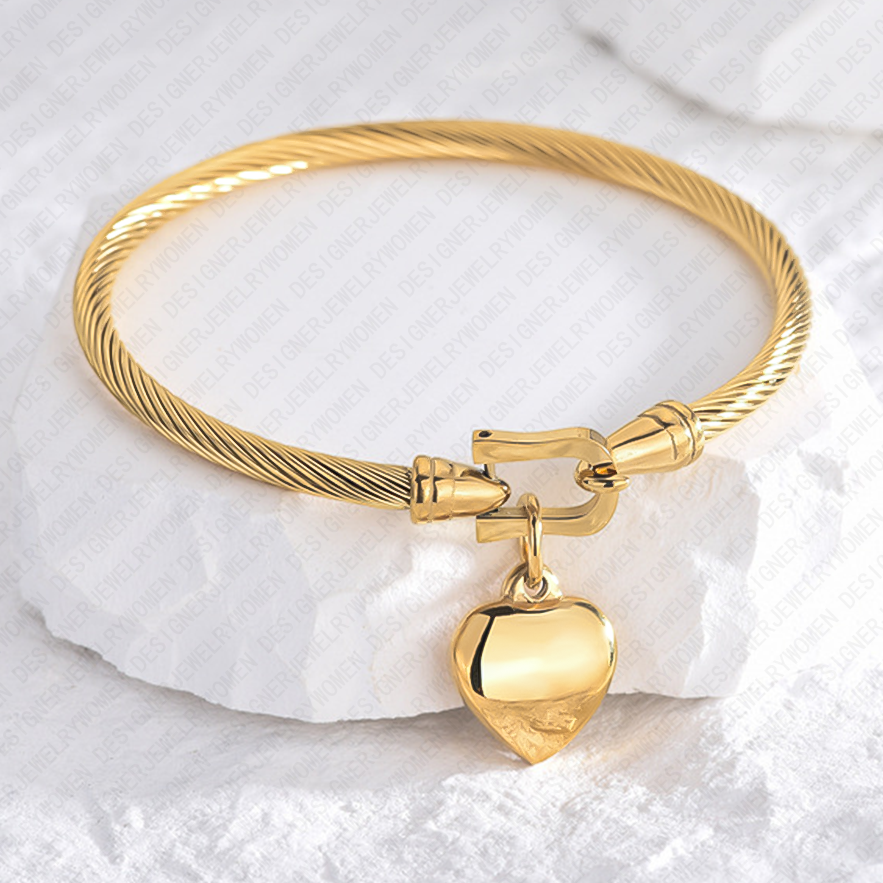 Designer Bracelet Bracelet for Women Stainless Steel Bracelets Peach Heart Bangle Gold Bangles Luxury Jewlery Designer for Women Elegant Sparkling Tim