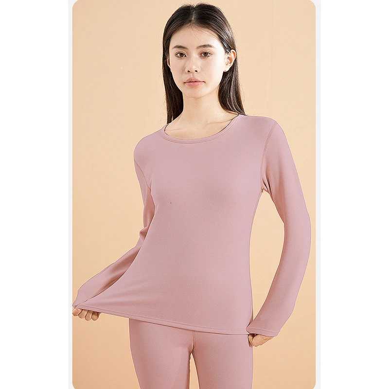 Winter Womens Thermal Underwear Set Cashmere Silk Solid Color Simple Comfortable Bottoming Underwear Autumn Clothes and PantsT251020
