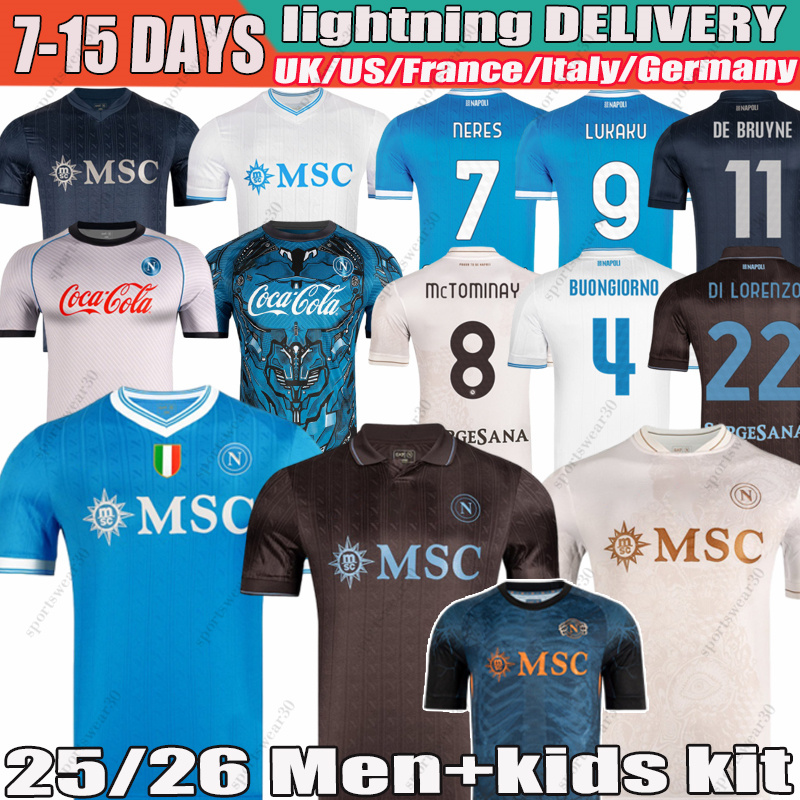 Napoli 25 26 Jersey Halloween Soccer Jerseys De Bruyne McTominay Lukaku Victor Osimhen Scott Buongiorno David Anguissa 2025 Football Shirt Men Kids kit Kits Unifor