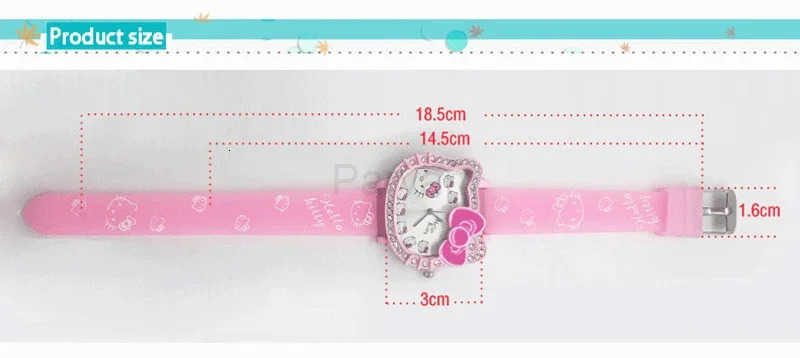 Sanrio 2025 New Hello Kitty Digital Quartz Watch Set Cat Head Cartoon Fashion Love Dial Leather Strap Children Clock Girl Birthday Gift L251020