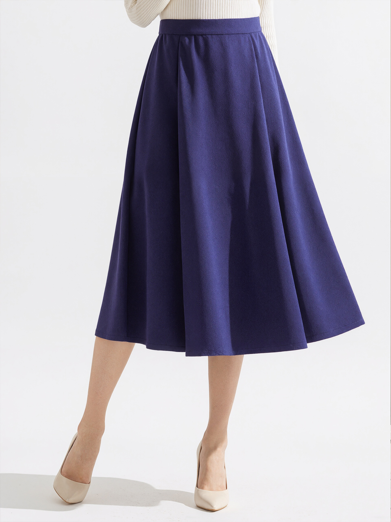 Women's Autumn & Winter Elegant Retro High - Waist Midi Skirt, Casual Commute & Streetwear Milk Silk Skirt-CF55409