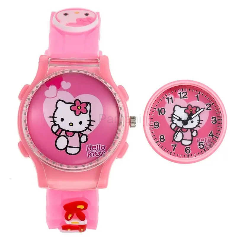 Sanrio Sanrios Cartoon Watch Anime Kuromi My Melody Cinnamoroll Watch Kawaii Crystal Patch Glowing Decompress Rotating Electronic Watch L251020