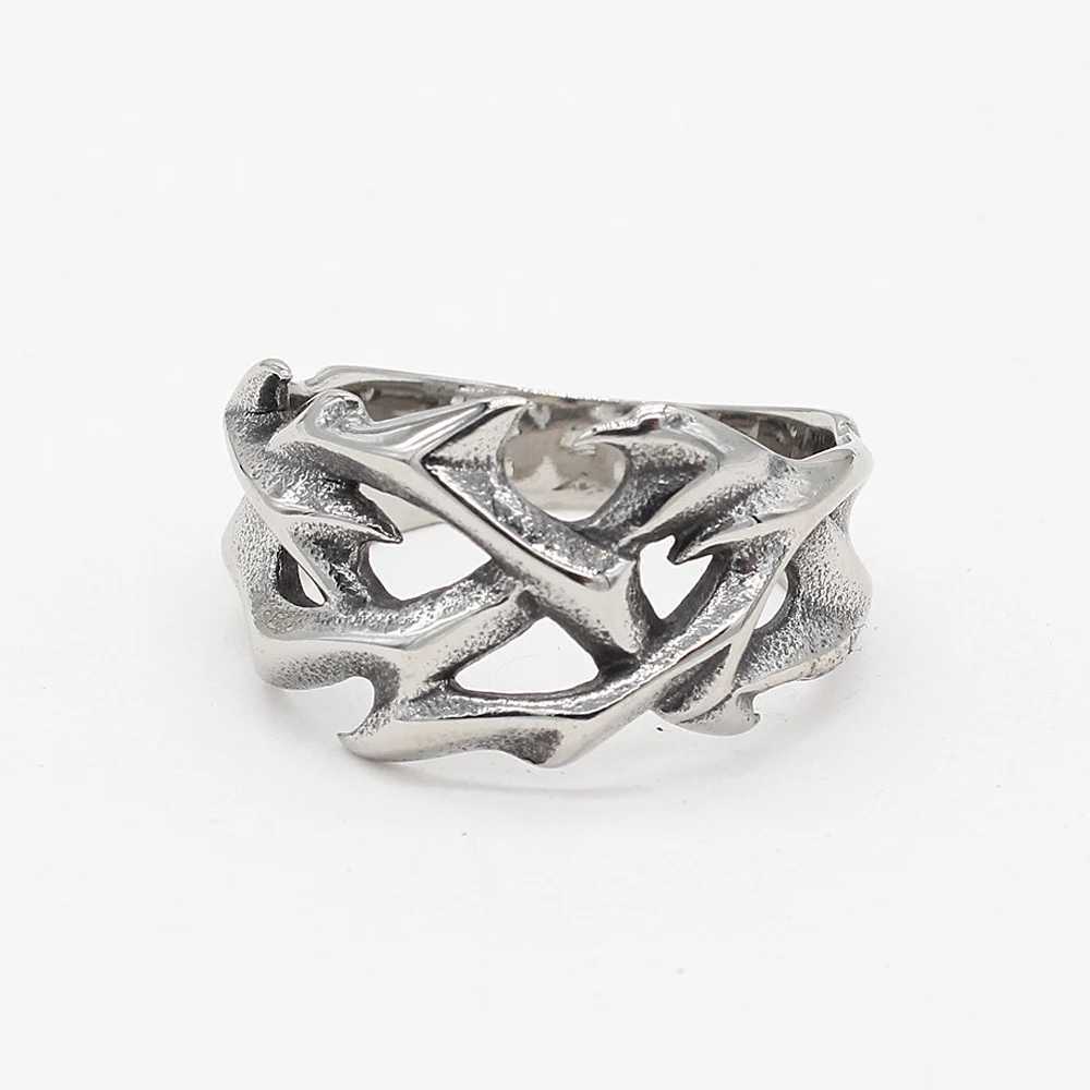 Vintage Punk Stainless Steel Crown of Thorns Rings For Men Women Hollow Out Design Fashion Party Male Jewelry Gifts J251020
