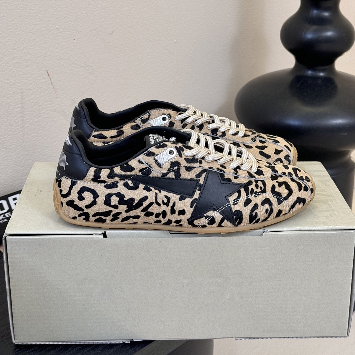 Leopard print leather German training shoes thin sole casual sports Forrest Gump shoes flat dirty shoes old star little dirty shoe girl