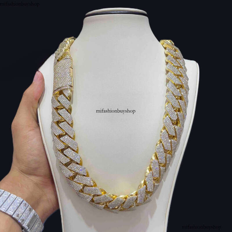 Custom 10k 14k Real Solid Gold Miami Cuban Link 20KT LG Dia Chain for Rappers Man VVS Moissanite Necklace Women