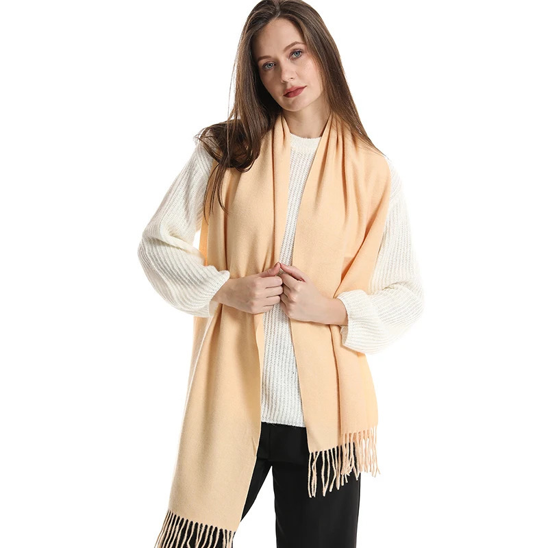 63Colors Solid Women Winter Scarf Warm Chunky Cashmere Shawl Outdoor Tassels Pashmina Bufanda Lady Wrap Windproof Scarves 251020