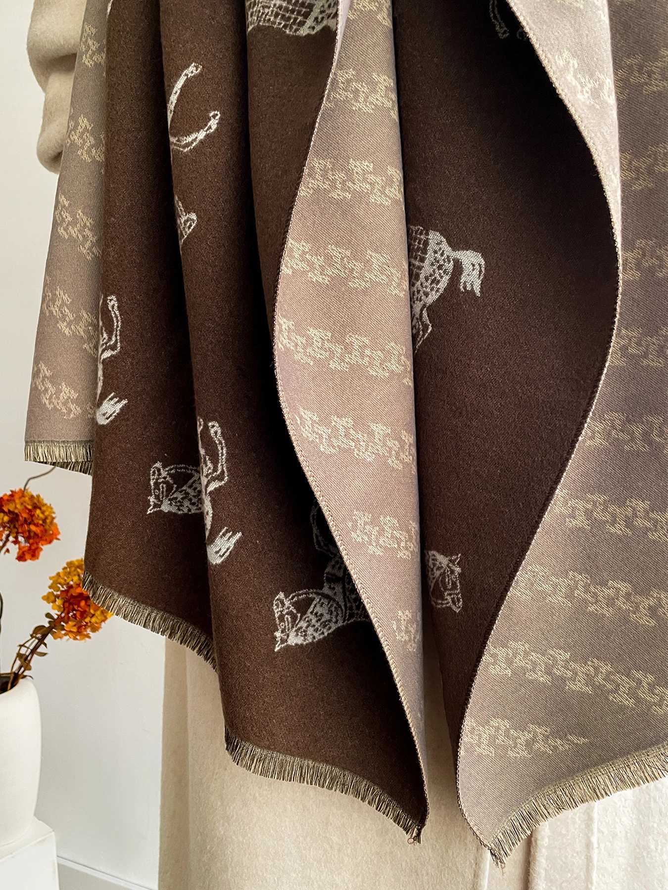 Womens Autumn Winter Faux Cashmere Scarf Warm NeckCare Shawl Wrap with New Jacquard Design Convertibility to a BlanketL251020