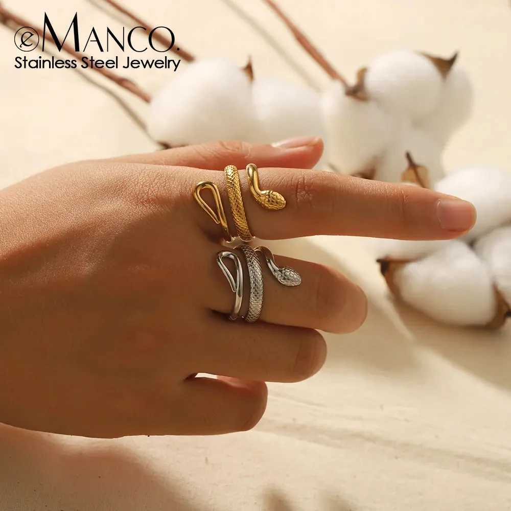 eManco Vintage Popular Hollowed Out Snake Adjustable Titanium Steel Ring Womens Classic Jewelry Holiday Gift J251020