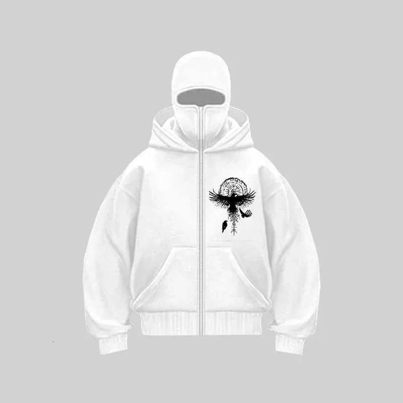 Mens Balaclava Zip Hoodie Winter Warm Casual Sweatshirt with Hooded Face Mask Outdoor Activities Zipper Design Sports Jacket W251020