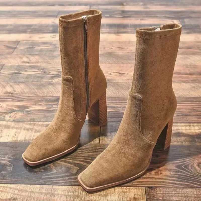 Women Ankle Boots 2025 New Square Heel Platform Boots Women Sexy High Heels Shoes Winter Casual Fi Boots Shoes for WomenXJ251020
