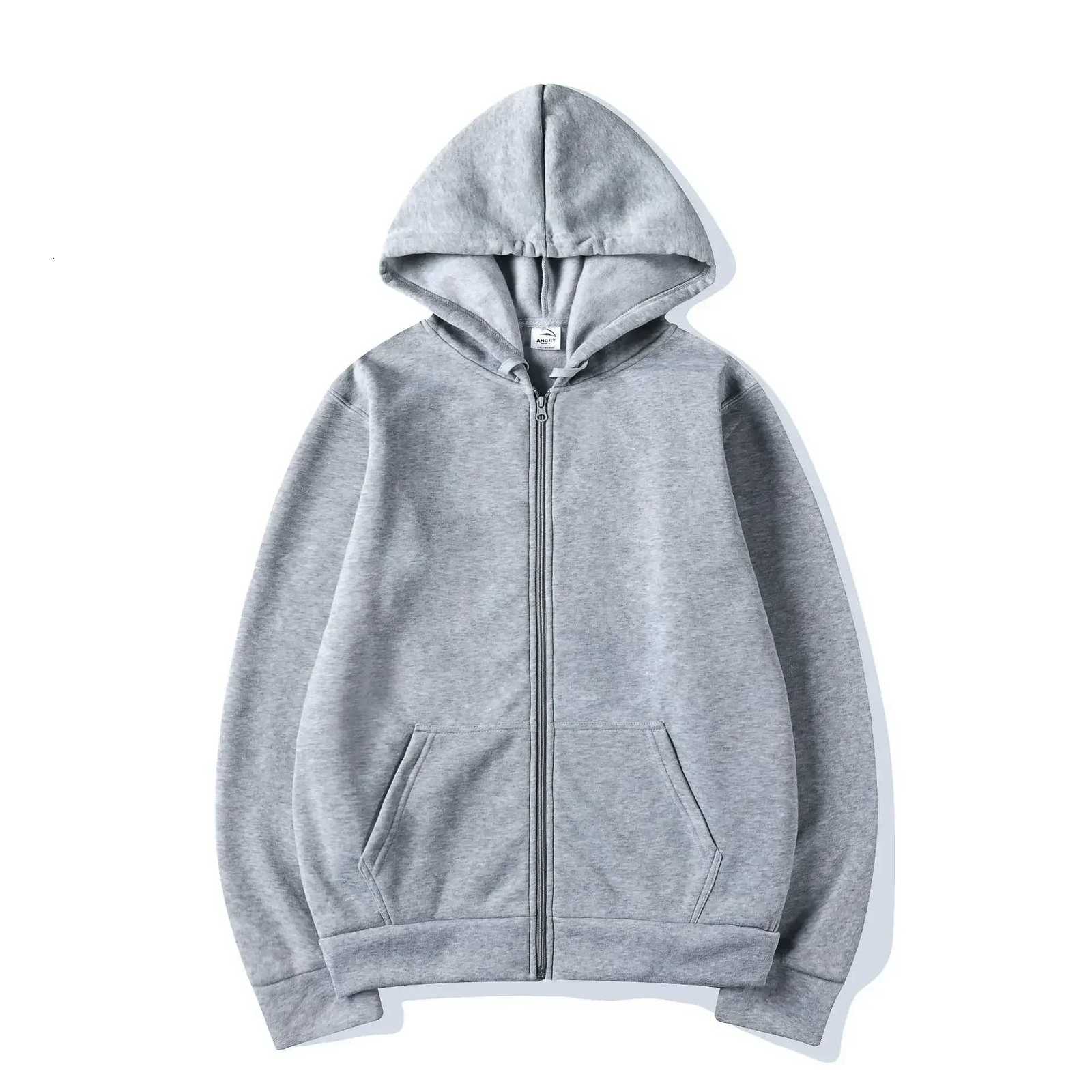 Men Women Casual Fashion Zipper Hoodie Autumn Winter Hip Hop Streetwear Solid Color Long Sleeve Fleece Zipup Sweatshirts W251020
