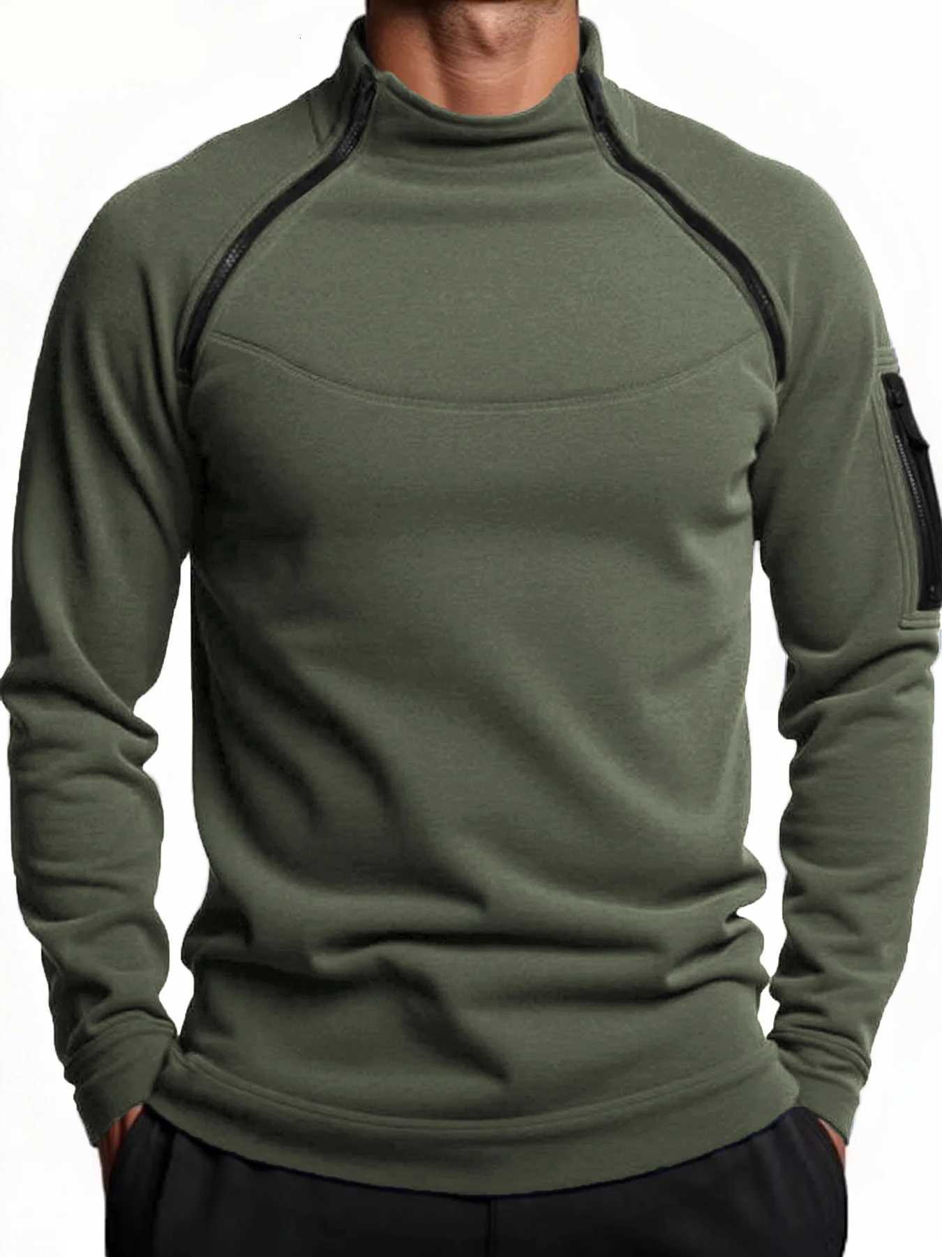 Mens Warm Polar Fleece Hoodies Spring Autumn Winter Tactical Long Sleeve Pullover Fashion Zipper Design Sweatshirt Streetwear W251020