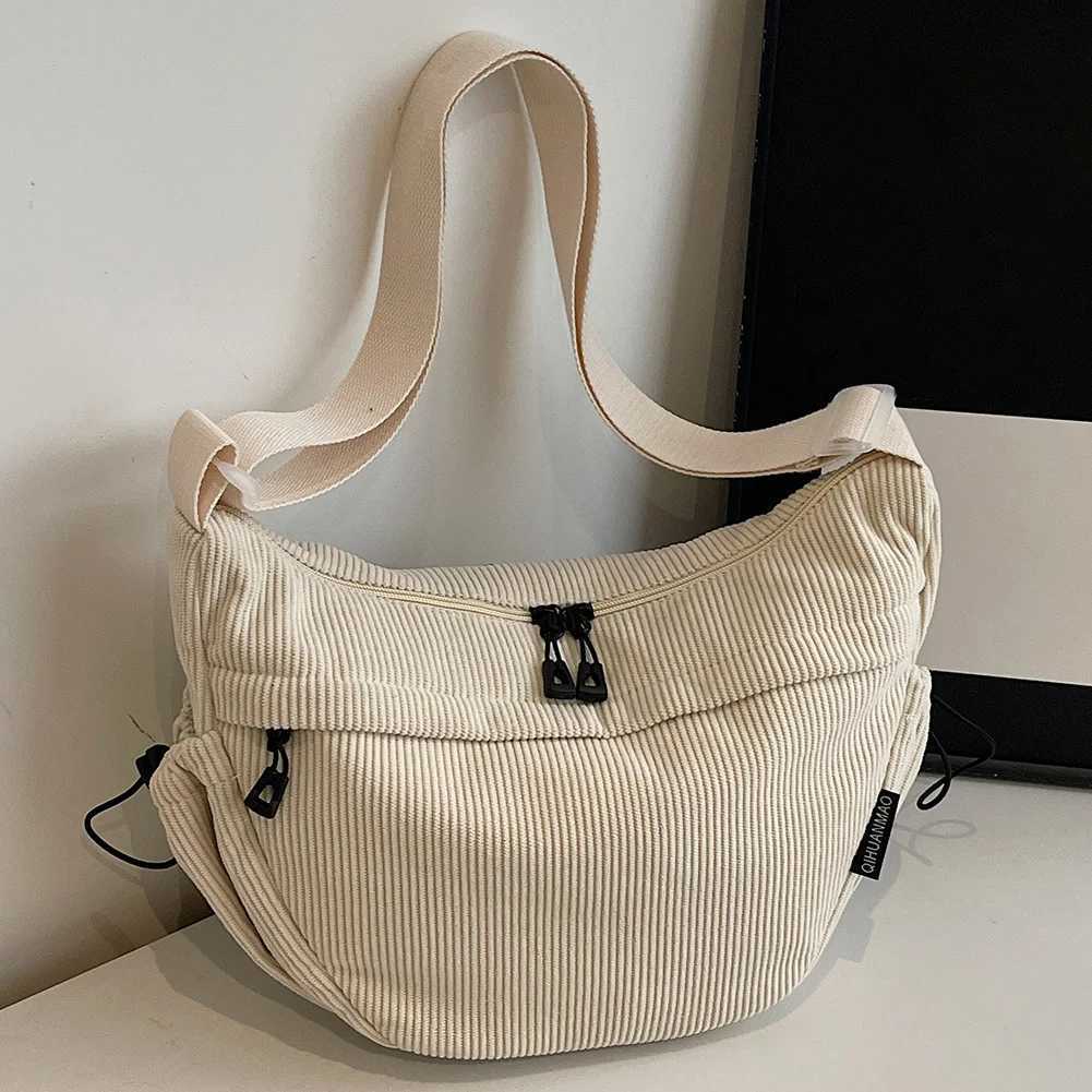 Corduroy Stylish Dumpling Bag Large Capacity Fashion Shoulder Bag Adjustable Strap Crescent Crossbody Bag Trendy Carrying BagT251020