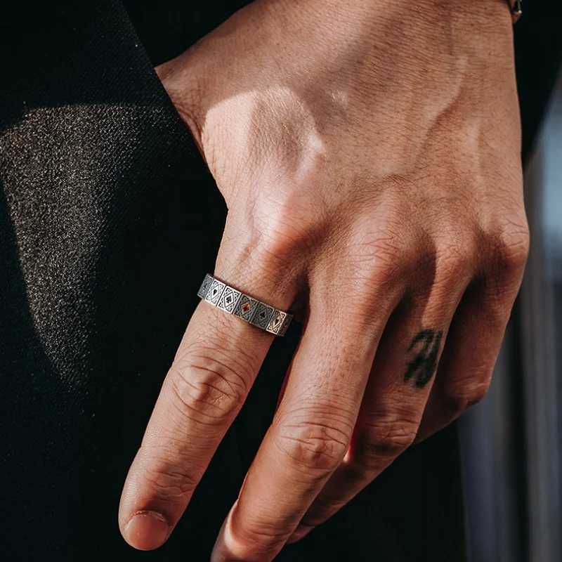 Buyee 925 Sterling Silver Female Male Ring Finger Elegant Crystal Poker Open Ring for Women Men Fashion Fine Jewelry Circle J251020