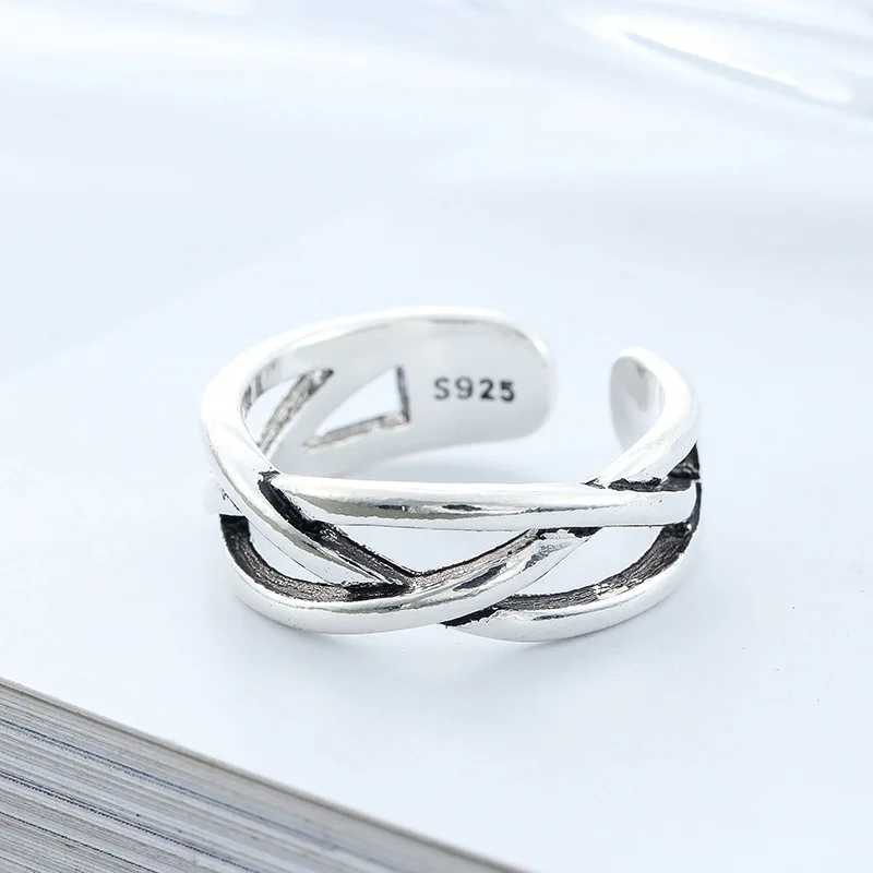925 Sterling Silver OverlAPping Adjustable Open Rings For Women Engagement Jewelry AccESSories J251020