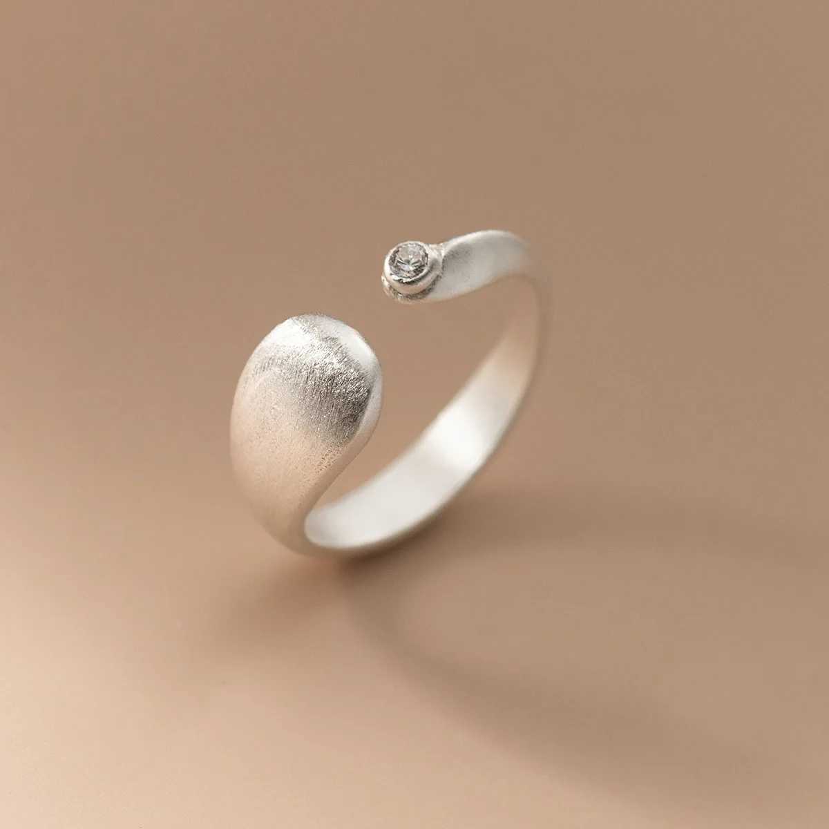 925 Sterling Silver Matte Finish Geometry Adjustable Rings For Women Wedding Fine Jewelry Accessories Argent 925 J251020