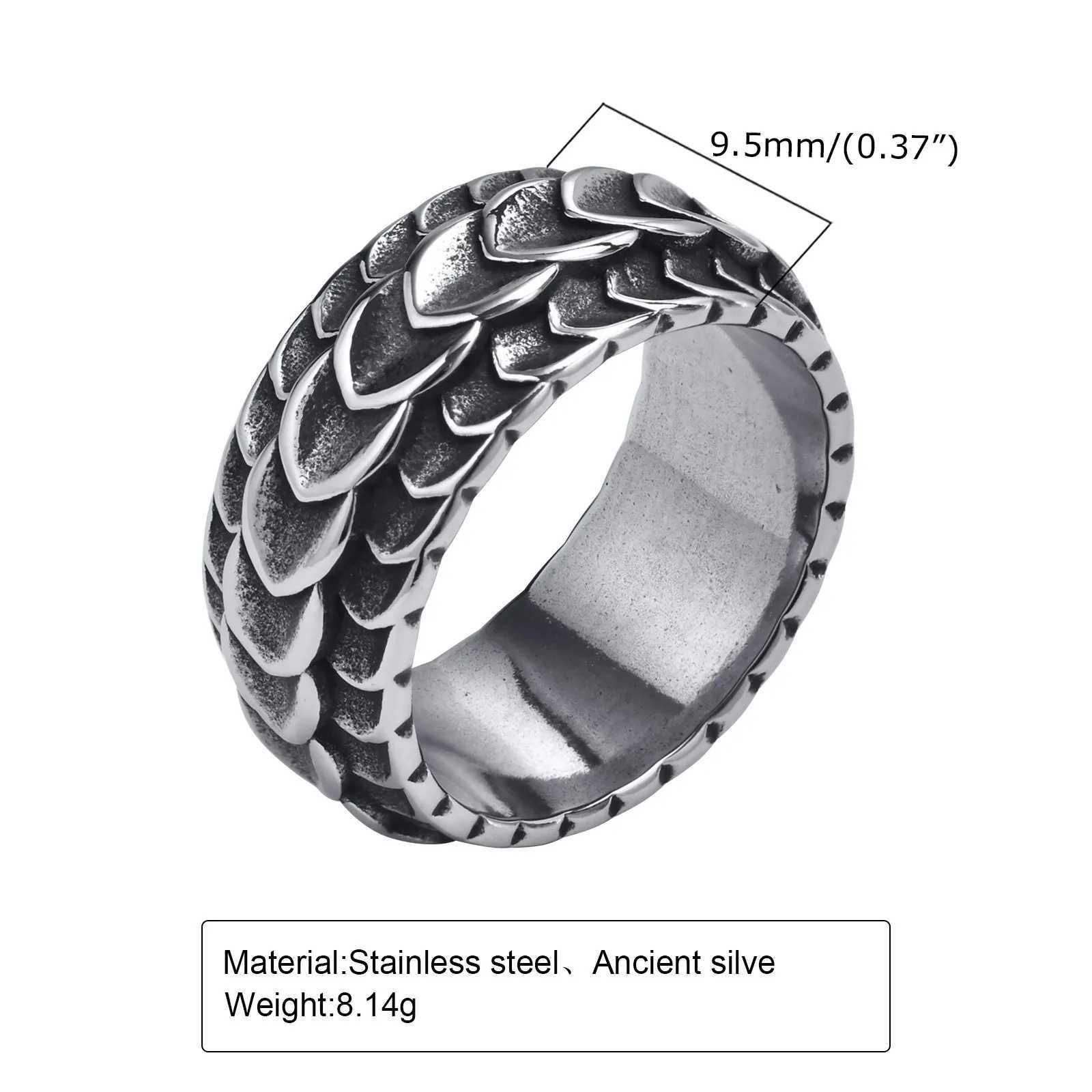 Vintage Dragon Scale Ring for Men BoysStainless Steel Norse Viking Dragon Spine RingRetro Punk Jewelry Gifts J251020
