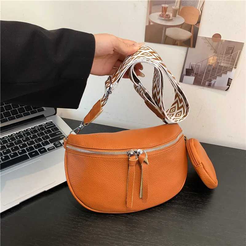 Genuine Leather Women Shoulder Crossbody Bags Luxury Cow Leather Chest Bag With Small Purse Female Handbags Waist BagT251020