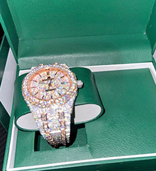 Moissanite Watches Full Ice Crystal Moissanite Automatic Watches Designer Men's and Women's Watches Stainless Steel Luxury High Quality Honeycomb Watches