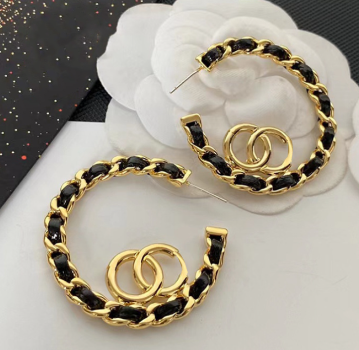 Luxury Brand Designers Earrings Letter Stud 18K Gold Plated 925 Silver Geometric Women Circle Crystal Rhinestone Metal Earring Jewelry