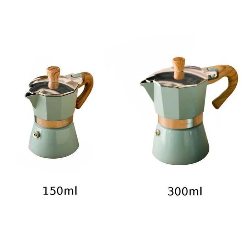 Aluminum Italian Moka Pot resso Coffee Maker Percolator Stove Top Pot 150300ML Stovetop Coffee Maker Kitchen Tools Y251020