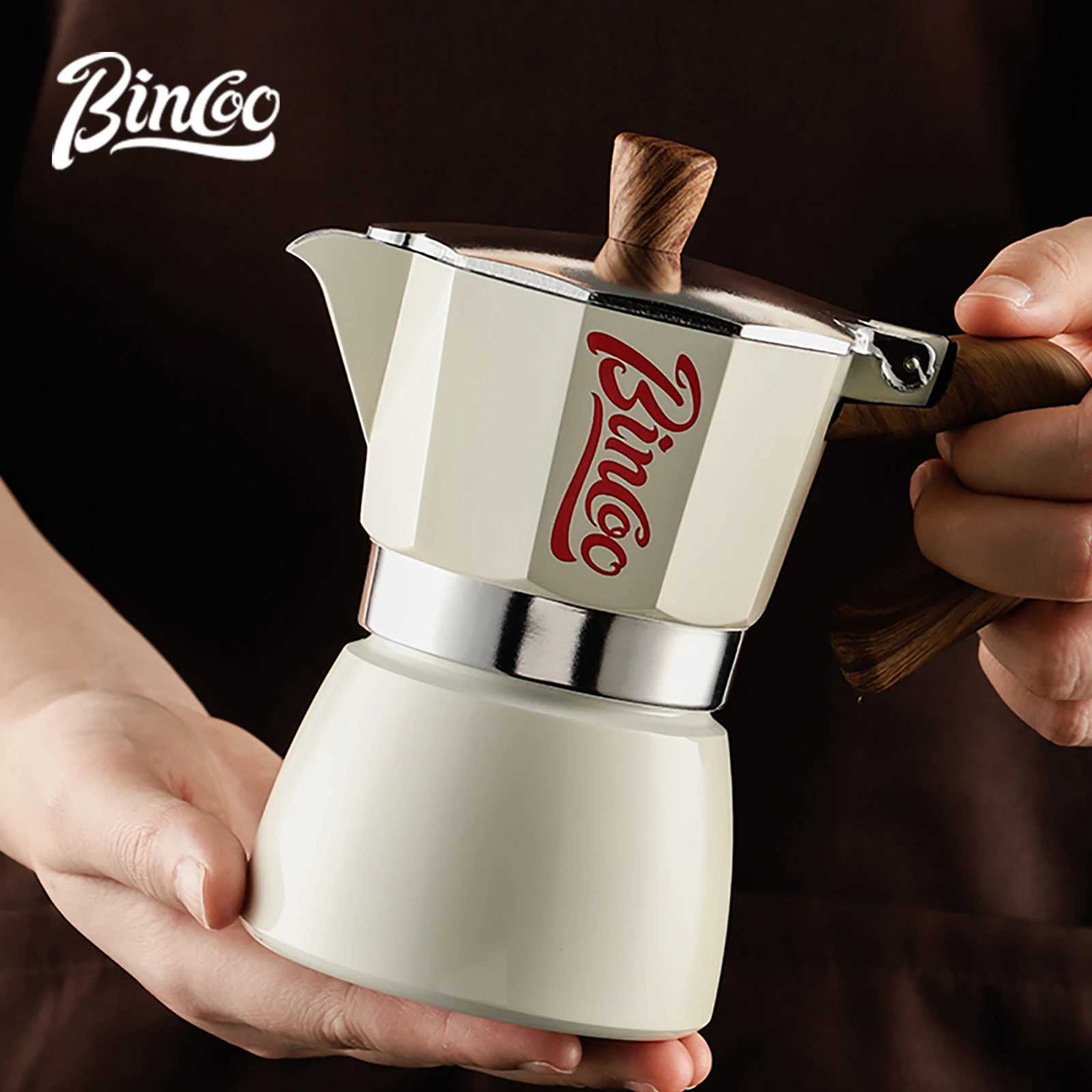 Bincoo Mocha Moka Coffee Pot Aluminum resso Maker Italian Coffee Professional He Barista Accessories Coffee Tools 300ml Y251020