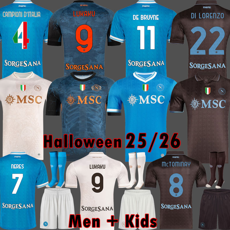 25 26 Naples Maglia DE BRUYNE Napoli Jersey Limited Edition soccer jerseys lukaku 2025 2026 McTominay Gilmour BUONGIORNO home 24 25 26 men Kids kit football shirts