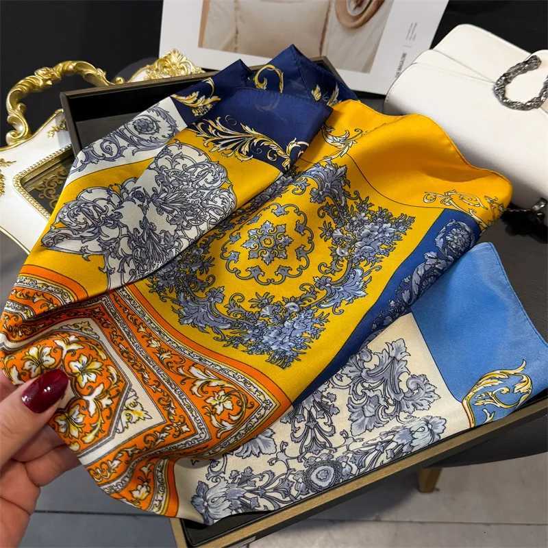 Luxury Brand 2025 Bohemia Print Square Silk Scarf for Women Hijab Hair Bands 70cm Neckerchief Female Satin Shawl Ribbon Headband11 D2510201