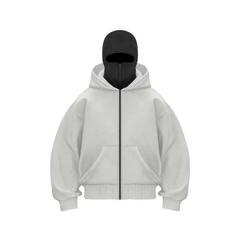Y2K Mens and womens Balaclava Gothic Harajuku winter new item double hooded sweatshirt mens hooded mask zipper sportswear W251020