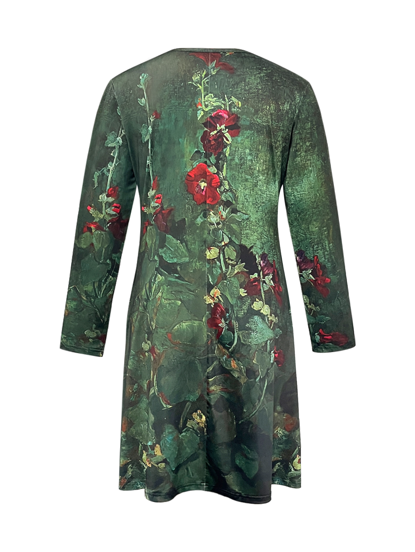 Women's Autumn & Winter New Floral Printed Dress, Elegant Versatile Milk Silk Midi Dress-CF40383