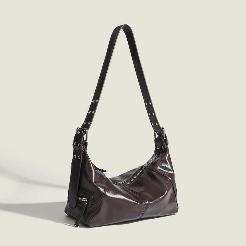 Women Top Handle PU Leather Sling Bag Solid Color Shoulder Bag Underarm Bag Fashion Portable Rivet Handbag Tote BagsT251020