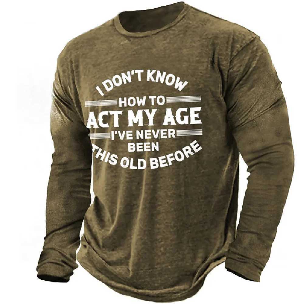 Vintage TShirts For Mens Print Cotton Long Sleeve T Shirt Overzied Fashion Clothes Streetwear Casual Top Tee Shirt Men ClothingXJ251020
