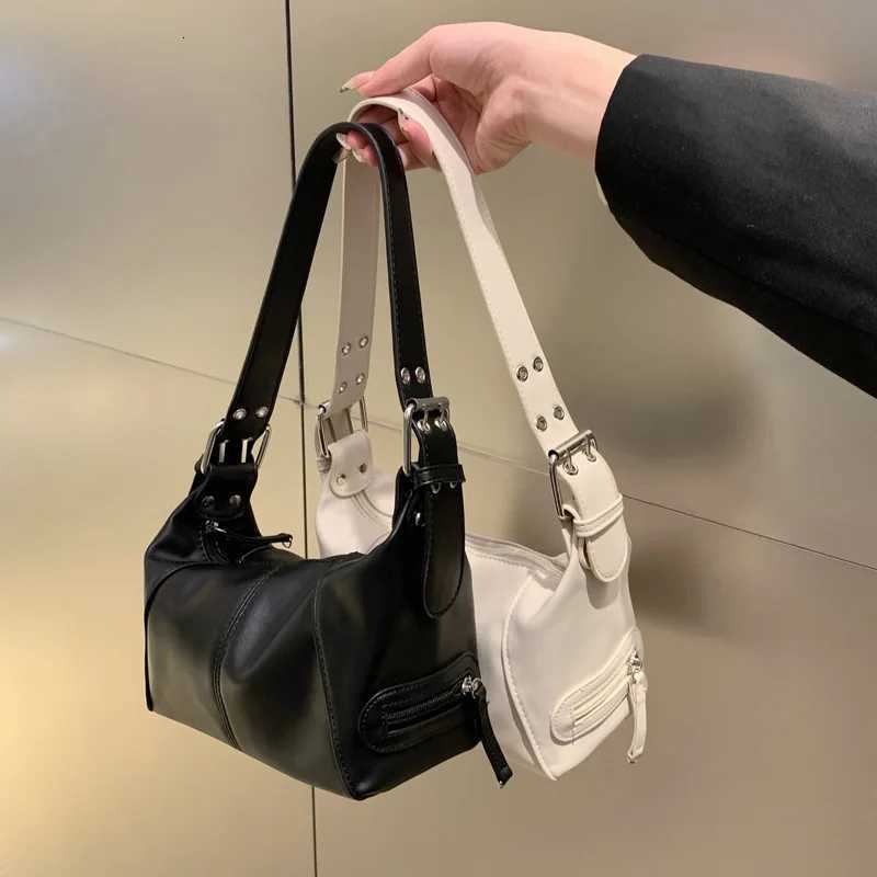 Korean Style Shoulder Bag For Women Trendy Motorcycle Handbag PU Purse For Young Girl Street Wear Solid Versatile BagT251020
