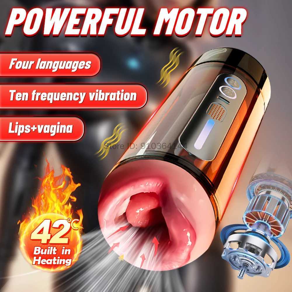 Automatic DoubleHead Penetration Male Masturbator Mouth Vagina Vibrating Voice Blowjob Moaning Pocket Pussy Sex Toys for Men 18 W251020