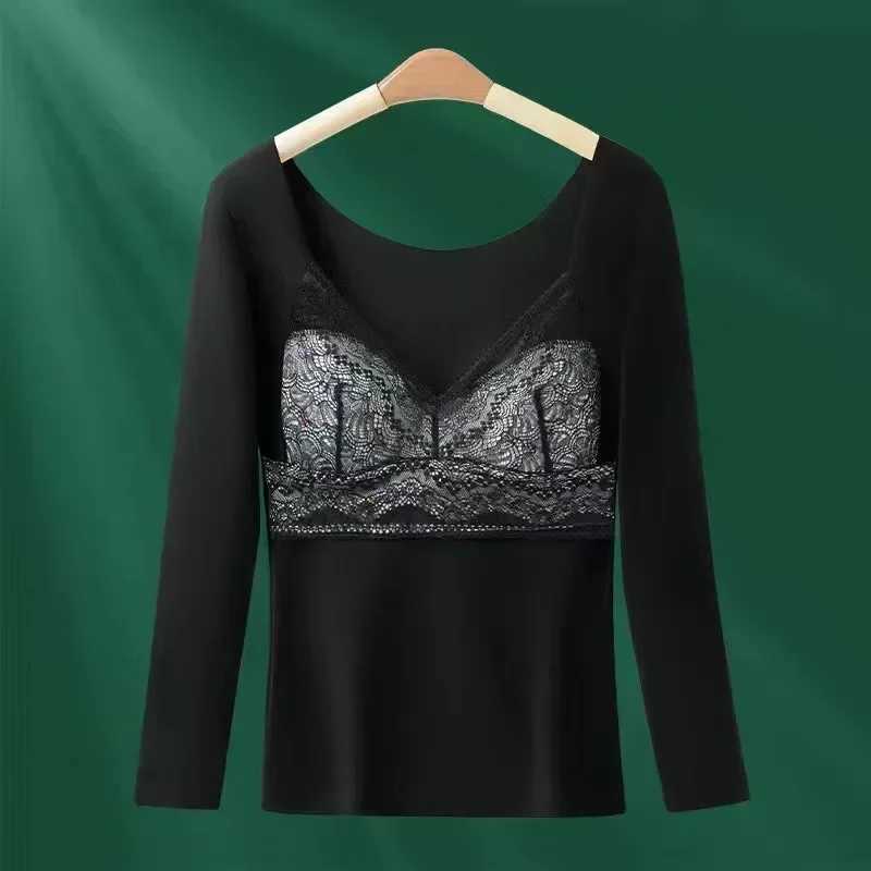 Thermal Shirt Long sleeved Warm Womens Plush Thickened Warm Underwear Brushed De Rong No Trace Heat Insulation Underwear TopT251020