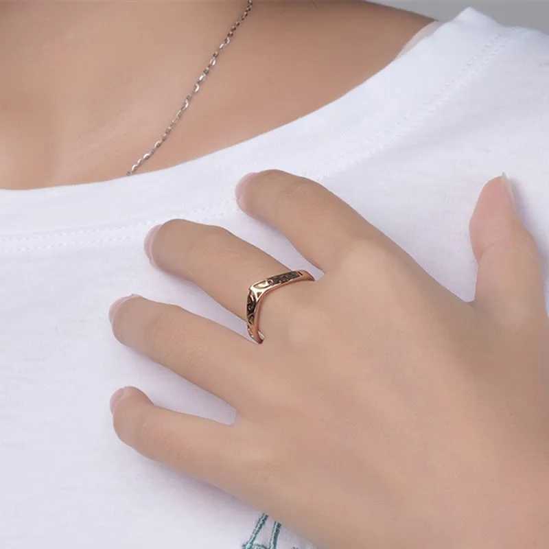 2mm Thin V Shape Hollow Stackable Ring Stainless Steel Wedding Band for Women Girl Size 512 J251020