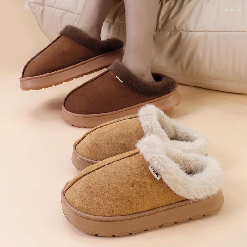 Slippers Fashion Women Fluffy For Autumn And Winter Indoor EVA Thick Sole Anti-Slip Warm Unisex