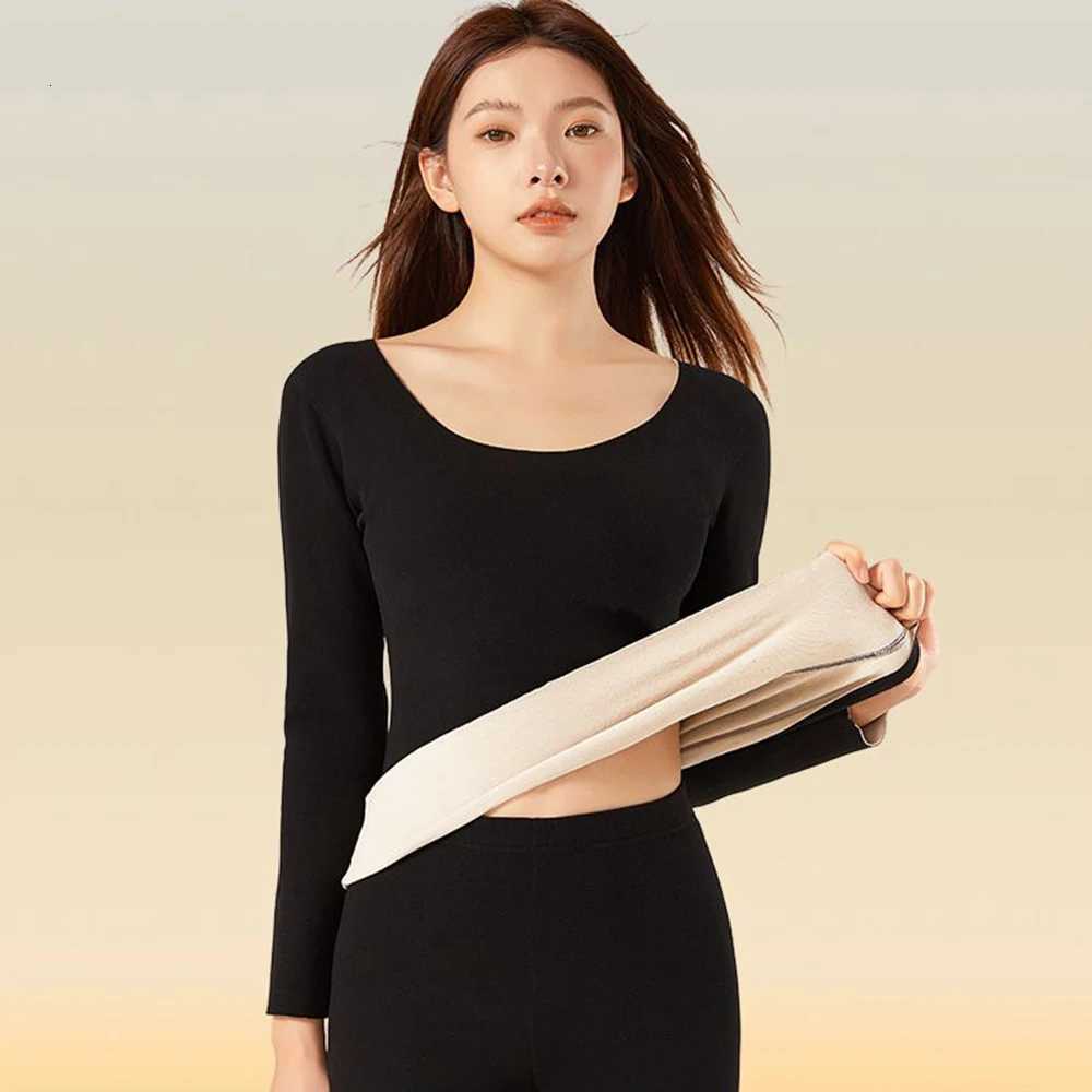 Womens Thermal Underwear Cashmere Silk Velvet Thickened Lingeries set woman 2 pieces Winter Clothes For Women Thermal ClothingT251020