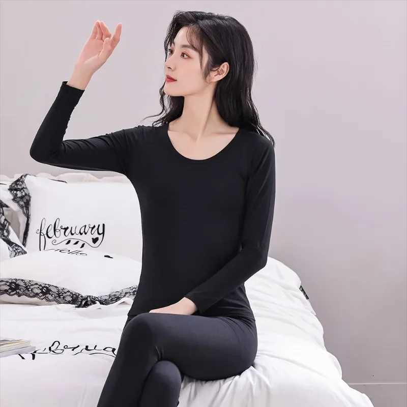 Modal Cotton Women Top Long Johns TwoPiece Set Female Thin Thermal Underwear Cotton Bottoming Clothing Slim Fit Long SleeveT251020