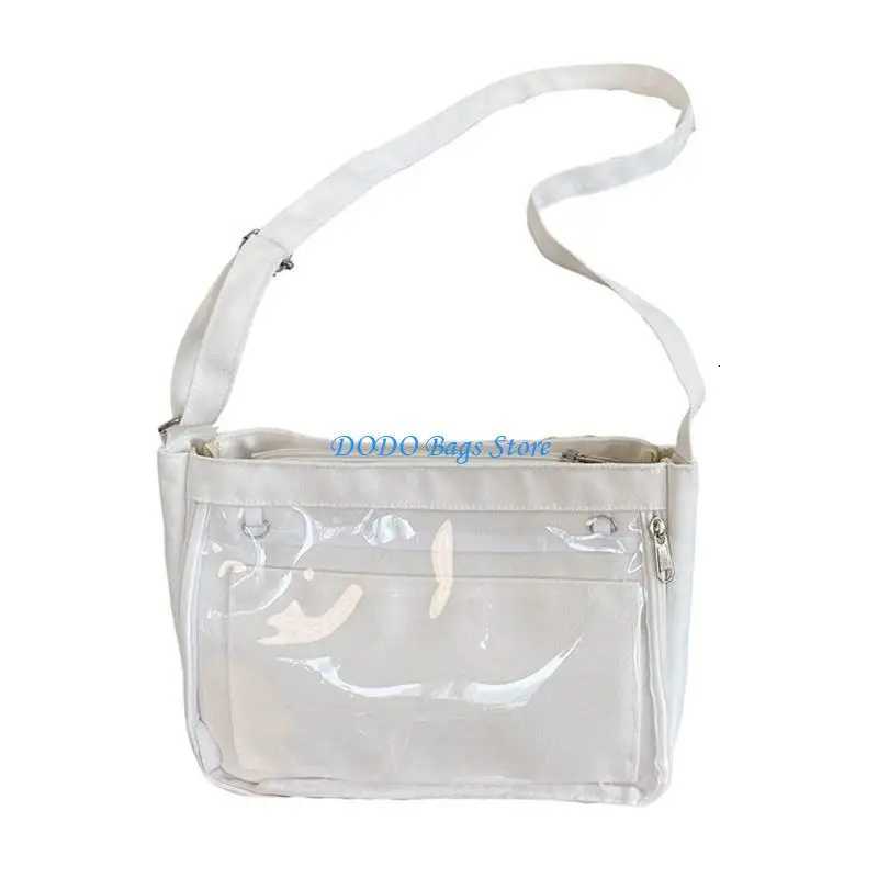 School Girl Student Uniform Crossbody Bag Japanese Clear Window Canvas Shoulder Handbag Anime Pin Display ItabagT251020