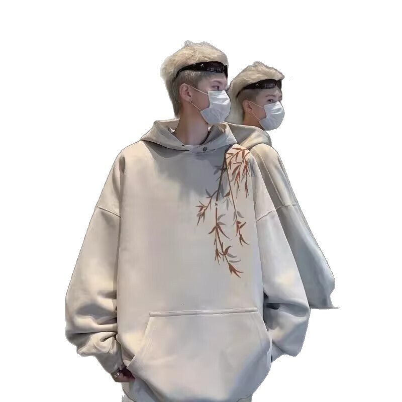New Chinese Style Suede Hooded Sweatshirt For Men, Hong Designer Hoodie Jacket Tracksuit Men Polo Veste Coat Kong Style Loose Hoodie, Trendy Brand Hea