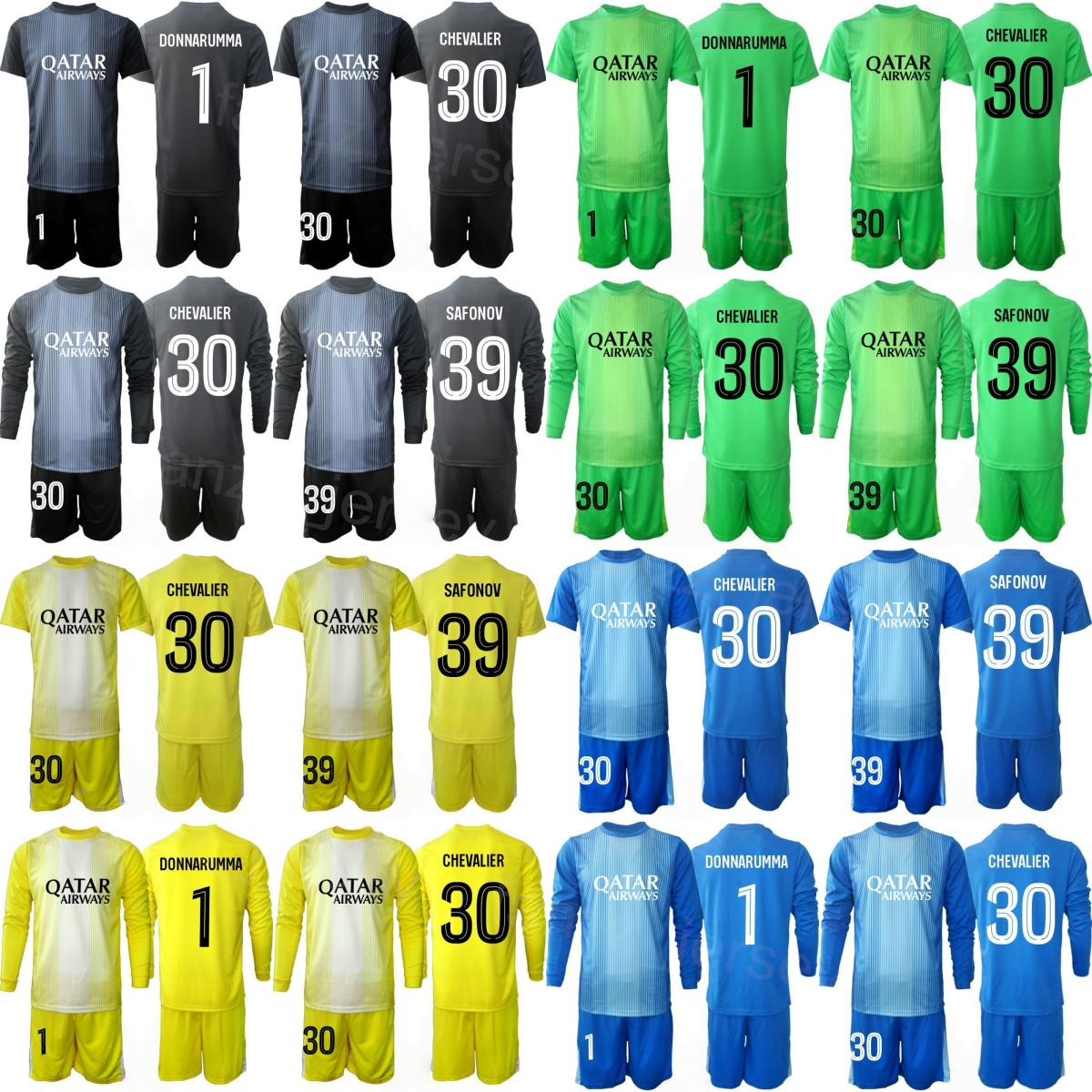 Club 2025 26 Mens Soccer 30 Lucas Chevalier Goalkeeper Jersey GK Set Youth Long Sleeve 1 Gianluigi Donnarumma 39 Matvei Safonov Arnau Tenas Football Shirt Kits BaLi