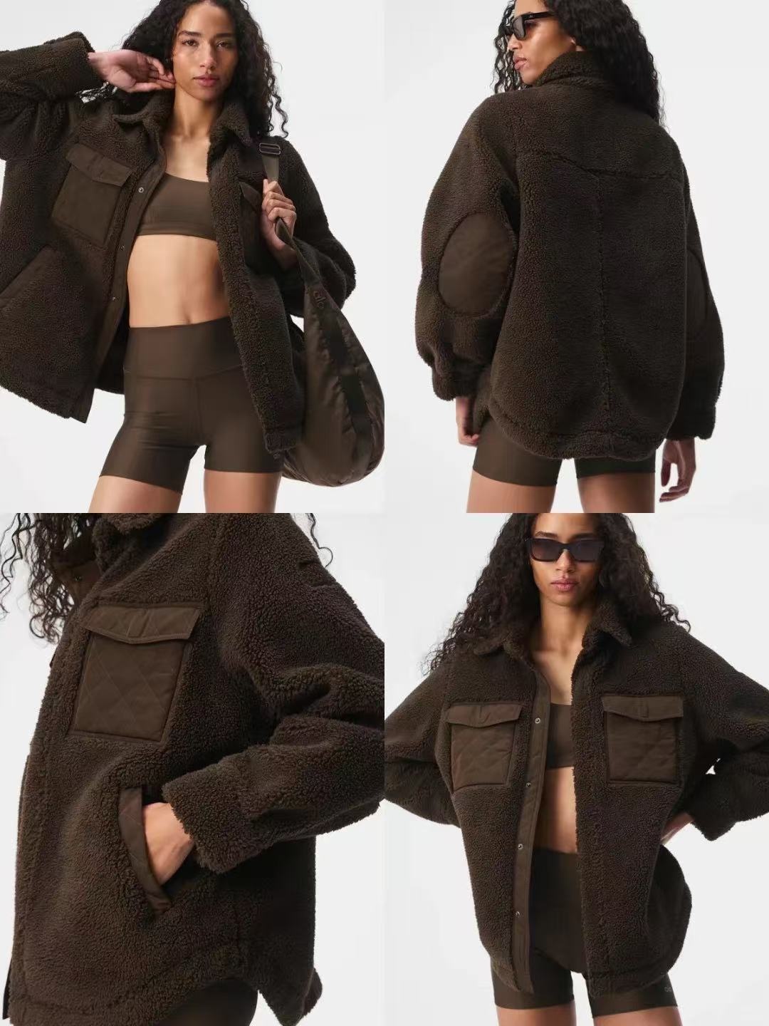 ALWinter Autumn Mid-Length Versatile Minimalist Stylish Warm Lamb Wool Outdoor Sports Jacket dfyn jacket gym clothing women Yoga Warm Coat