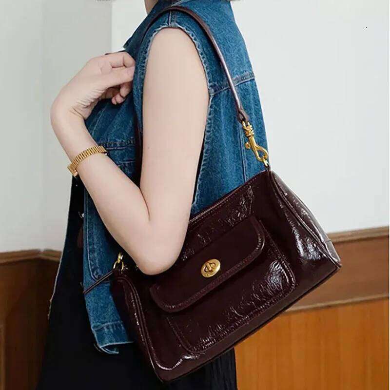 Genuine Leather Underarm New Vintage Y2k Top Layer Cowhide Large Capacity Crossbody Fashionable Ladies Shoulder Bag Suotong251020 Suotong1020