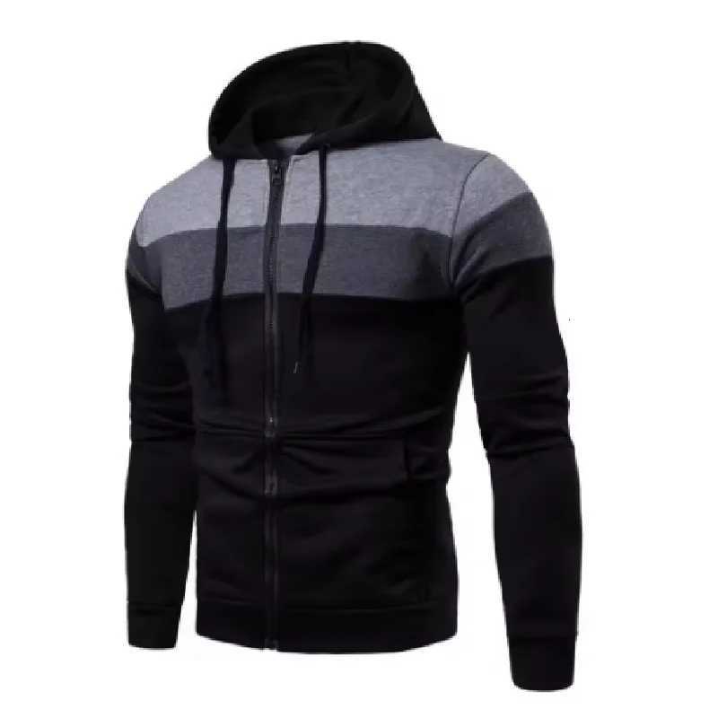 New Mens ZipUp Color Block Hoodie with Casual Stylish Durable FallWinter Top Raglan Sleeves Hoodies Sweatshirt Male W251020