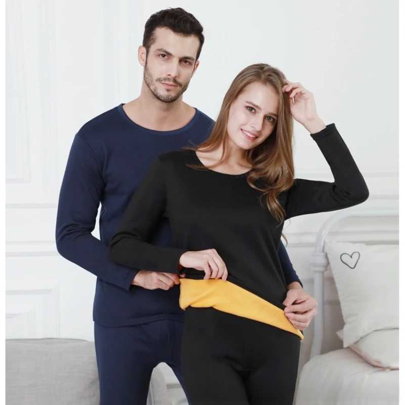 New Gold Fleece Thermal Underwear Set Women Men Oneck Thickened Warm AntiCold Home Sleepwear Plus Velvet Intimate Thermal SuitT251020