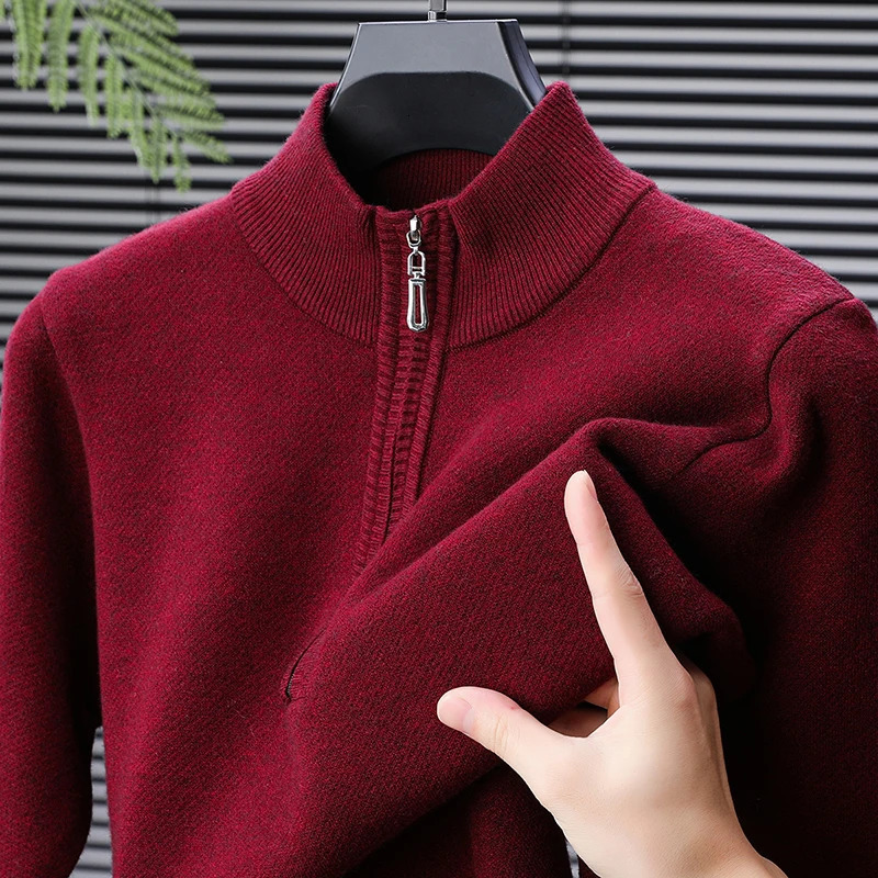 Sweatwear Mens Turtlenecks Sweaters Knit Pullovers Solid Color Long Sleeved Sweater Male Oversize Zipper Basic Coats Jumper 251015